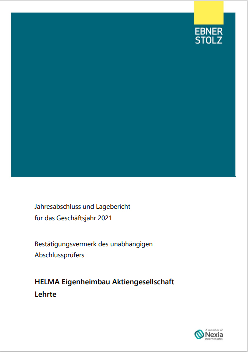 Testierter Einzel­abschluss 2021 der HELMA Eigenheimbau AG